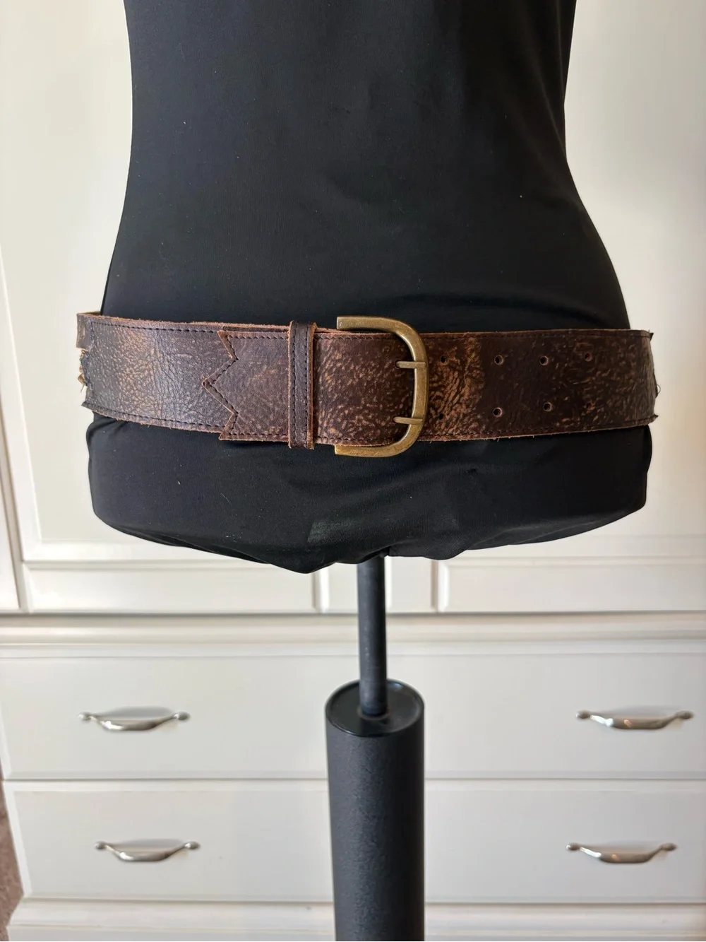 Brown Wide Boho Studded Embellished Hip Waist Belt 42”